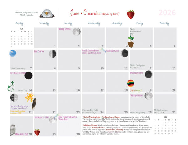 Sky World, Samantha Doxtator, Haudenosaunee Astronomy, Good Mind, 2026 Calendar, passthefeather, Native American calendar, moon time