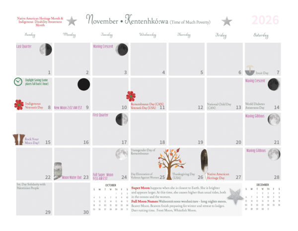 Sky World, Samantha Doxtator, Haudenosaunee Astronomy, Good Mind, 2026 Calendar, passthefeather, Native American calendar, moon time