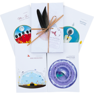 smudge, bird medicines, moon time, gratitude, books