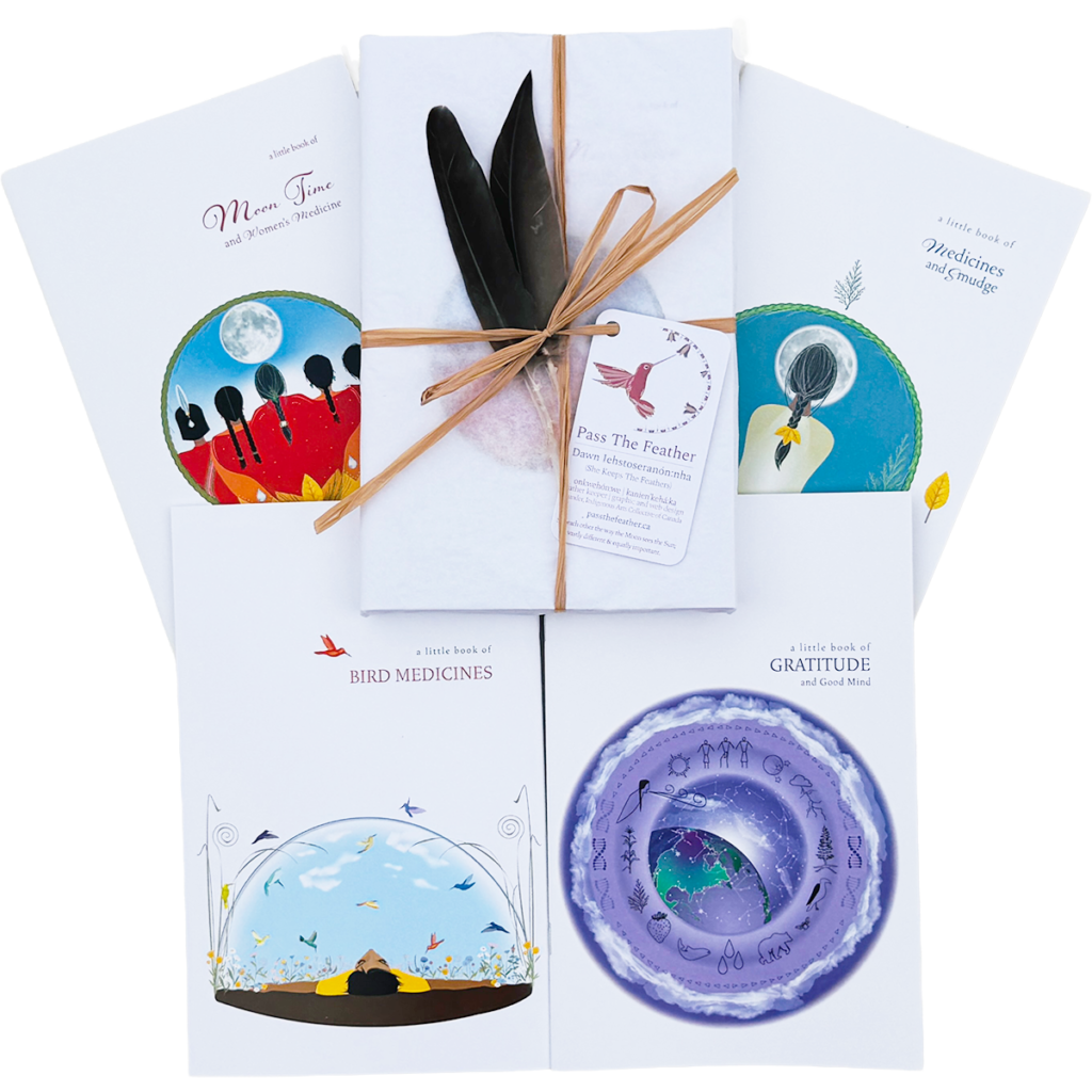 smudge, bird medicines, moon time, gratitude, books
