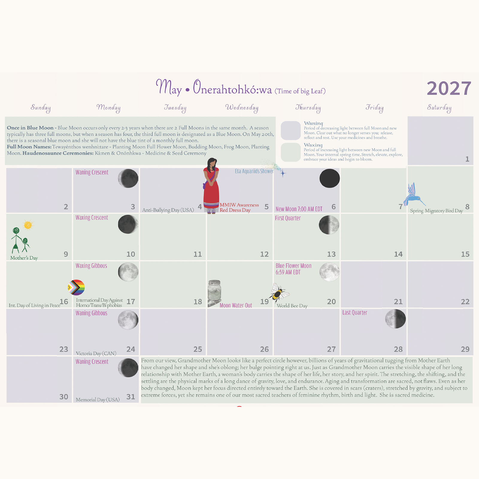Pass The Feather, 2027 Calendar, Moontime Sisterhood