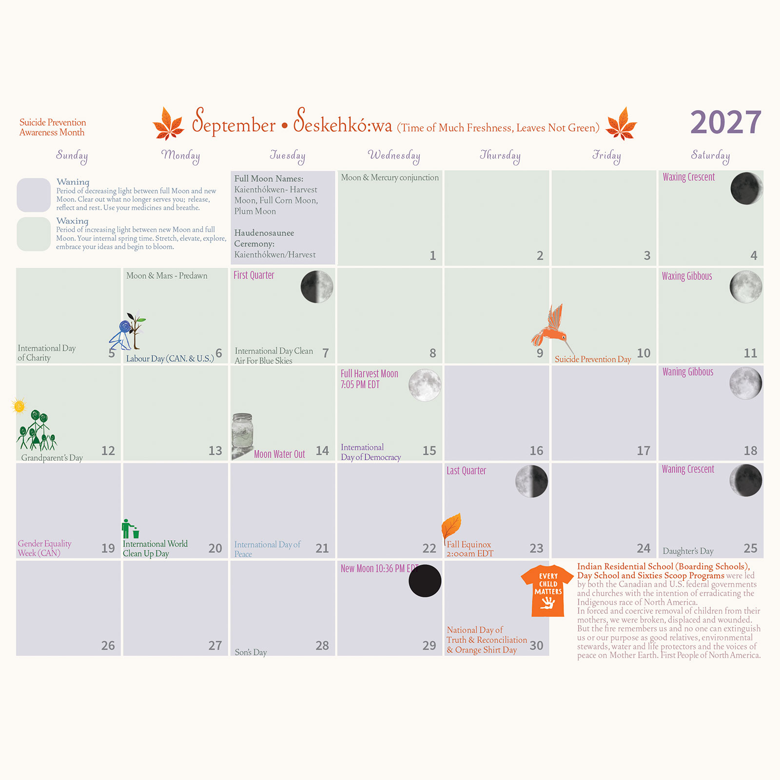 Pass The Feather, 2027 Calendar, Moontime Sisterhood