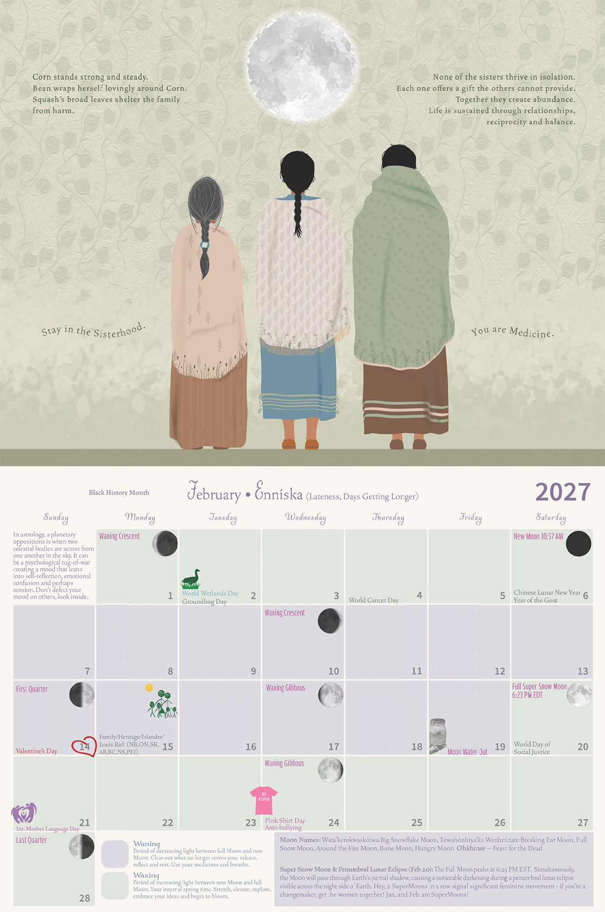 Pass The Feather, 2027 Calendar, Moontime Sisterhood